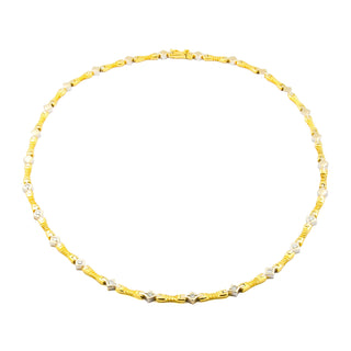 Brillantcollier aus 750 Gelb- und Weißgold, nachhaltiger second hand Schmuck perfekt aufgearbeitet