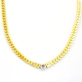 Collier aus 585 Gelb- und Weißgold mit Brillant, nachhaltiger second hand Schmuck perfekt aufgearbeitet