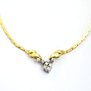 Brillantcollier aus 585 Gelb- und Weißgold, nachhaltiger second hand Schmuck perfekt aufgearbeitet