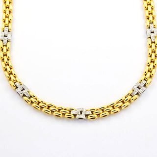 Brillantcollier aus 585 Gelb- und Weißgold, nachhaltiger second hand Schmuck perfekt aufgearbeitet