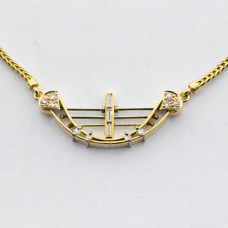 Diamantcollier aus 750 Gelb- und Weißgold, nachhaltiger second hand Schmuck perfekt aufgearbeitet