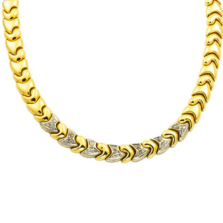 Collier aus 585 Gelb- und Weißgold mit Diamant, nachhaltiger second hand Schmuck perfekt aufgearbeitet