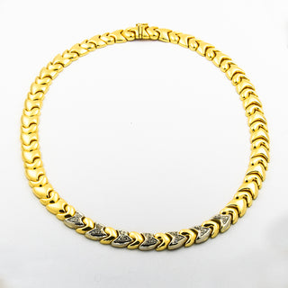 Collier aus 585 Gelb- und Weißgold mit Diamant, nachhaltiger second hand Schmuck perfekt aufgearbeitet