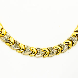 Collier aus 585 Gelb- und Weißgold mit Diamant, nachhaltiger second hand Schmuck perfekt aufgearbeitet