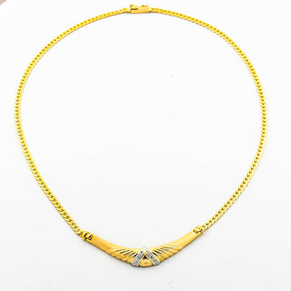 Diamantcollier aus 585 Gelb- und Weißgold, nachhaltiger second hand Schmuck perfekt aufgearbeitet