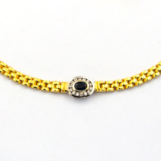 Collier aus 585 Gelb- und Weißgold mit Saphir und Brillant, nachhaltiger second hand Schmuck perfekt aufgearbeitet