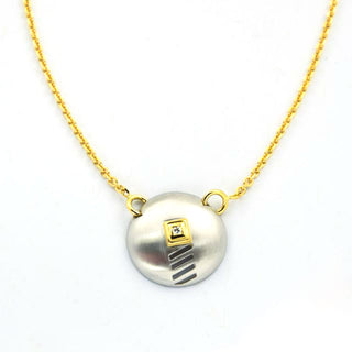 Oeding-Erdel Collier aus 750 Gelbgold/Platin mit Brillant, nachhaltiger second hand Schmuck perfekt aufgearbeitet