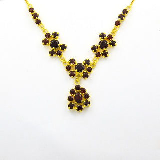 Collier aus 585 Gelbgold mit Granat, nachhaltiger second hand Schmuck perfekt aufgearbeitet