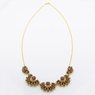 Collier aus 585 Gelbgold mit Granat, nachhaltiger second hand Schmuck perfekt aufgearbeitet