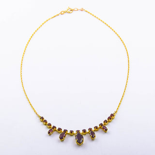 Granatcollier aus 333 Gelbgold, nachhaltiger second hand Schmuck perfekt aufgearbeitet