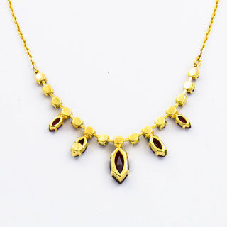 Granatcollier aus 333 Gelbgold, nachhaltiger second hand Schmuck perfekt aufgearbeitet