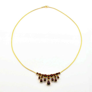Granatcollier aus 333 Gelbgold, nachhaltiger second hand Schmuck perfekt aufgearbeitet