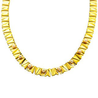 Collier aus 585 Gelbgold mit Perle, nachhaltiger second hand Schmuck perfekt aufgearbeitet