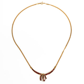 Rubincollier aus 750 Gelbgold mit Diamant, nachhaltiger second hand Schmuck perfekt aufgearbeitet