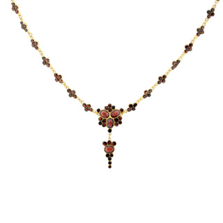 Collier aus Metall mit Granat, 1940er Jahre, nachhaltiger second hand Schmuck perfekt aufgearbeitet