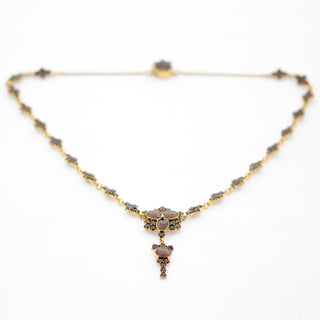 Collier aus Metall mit Granat, 1940er Jahre, nachhaltiger second hand Schmuck perfekt aufgearbeitet