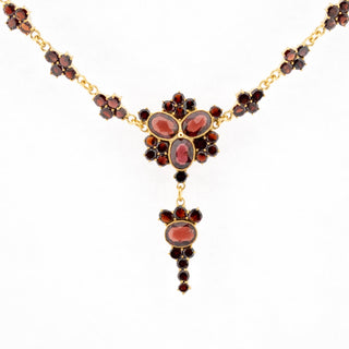 Collier aus Metall mit Granat, 1940er Jahre, nachhaltiger second hand Schmuck perfekt aufgearbeitet