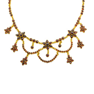 Collier aus Metall mit Granat, nachhaltiger second hand Schmuck perfekt aufgearbeitet