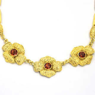 Theodor Fahrner Collier aus 925 Silber mit Citrin, nachhaltiger second hand Schmuck perfekt aufgearbeitet