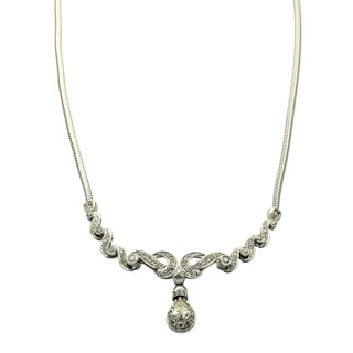 Collier aus 750 Weißgold mit Diamant und Brillant, nachhaltiger second hand Schmuck perfekt aufgearbeitet