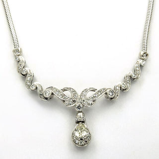 Collier aus 750 Weißgold mit Diamant und Brillant, nachhaltiger second hand Schmuck perfekt aufgearbeitet