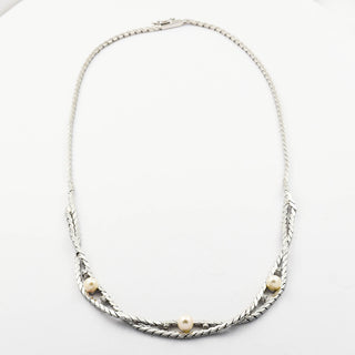 Collier aus 585 Weißgold mit Perle und Diamant, nachhaltiger second hand Schmuck perfekt aufgearbeitet