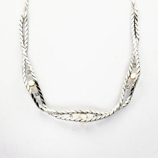 Collier aus 585 Weißgold mit Perle und Diamant, nachhaltiger second hand Schmuck perfekt aufgearbeitet