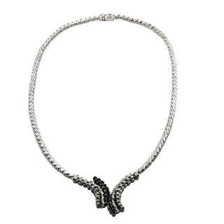 Collier aus 750 Weißgold mit Saphir und Brillant, nachhaltiger second hand Schmuck perfekt aufgearbeitet