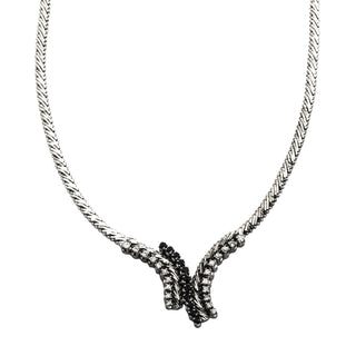 Collier aus 750 Weißgold mit Saphir und Brillant, nachhaltiger second hand Schmuck perfekt aufgearbeitet