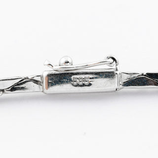 Collier aus 585 Weißgold mit Saphir und Brillant, neuwertig, nachhaltiger second hand Schmuck perfekt aufgearbeitet