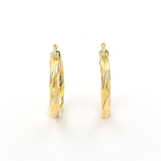 Creolen aus 585 Gelb- und Weißgold, nachhaltiger second hand Schmuck perfekt aufgearbeitet