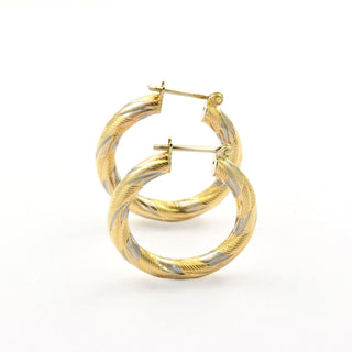 Creolen aus 585 Gelb- und Weißgold, nachhaltiger second hand Schmuck perfekt aufgearbeitet