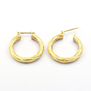 Creolen aus 585 Gelb- und Weißgold, nachhaltiger second hand Schmuck perfekt aufgearbeitet