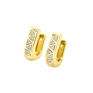 Creolen aus 585 Gelbgold mit Brillant, nachhaltiger second hand Schmuck perfekt aufgearbeitet