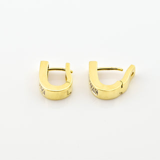 Creolen aus 585 Gelbgold mit Brillant, nachhaltiger second hand Schmuck perfekt aufgearbeitet