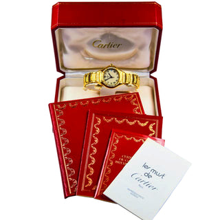 Cartier Damenarmbanduhr Cougar Quarzwerk mit Datumsanzeige, gebrauchte Luxusuhr im Top-Zustand