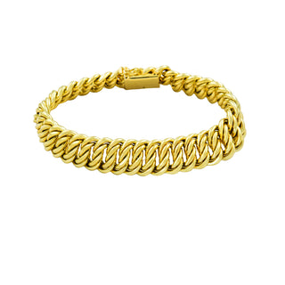 FBM Doppelpanzerarmband aus 585 Gelbgold, nachhaltiger second hand Schmuck perfekt aufgearbeitet