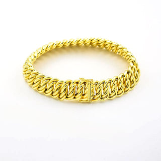 FBM Doppelpanzerarmband aus 585 Gelbgold, nachhaltiger second hand Schmuck perfekt aufgearbeitet