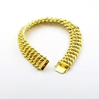 FBM Doppelpanzerarmband aus 585 Gelbgold, nachhaltiger second hand Schmuck perfekt aufgearbeitet