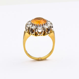 Ring aus 750 Gelb- und Weißgold mit Citrin und Brillant, nachhaltiger second hand Schmuck perfekt aufgearbeitet