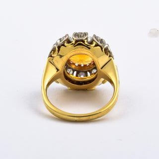 Ring aus 750 Gelb- und Weißgold mit Citrin und Brillant, nachhaltiger second hand Schmuck perfekt aufgearbeitet
