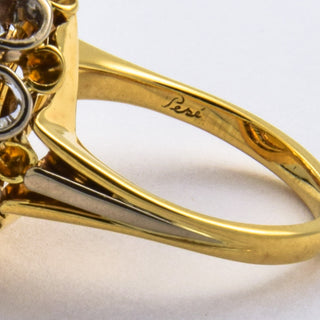 Ring aus 750 Gelb- und Weißgold mit Citrin und Brillant, nachhaltiger second hand Schmuck perfekt aufgearbeitet