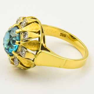 Ring aus 585 Gelb- und Weißgold mit Diamant und Zirkon, nachhaltiger second hand Schmuck perfekt aufgearbeitet