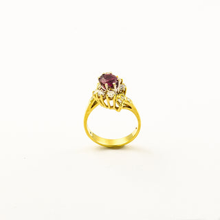 Rubinring aus 585 Gelbgold mit Brillant, nachhaltiger second hand Schmuck perfekt aufgearbeitet