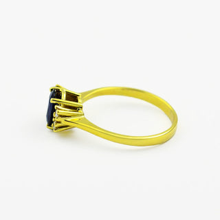 Saphirring aus 585 Gelbgold mit Brillant, nachhaltiger second hand Schmuck perfekt aufgearbeitet