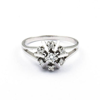 Brillantring aus 585 Weißgold mit Diamant, nachhaltiger second hand Schmuck perfekt aufgearbeitet