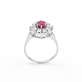 Rubinring aus 585 Weißgold mit Diamant und Brillant, nachhaltiger second hand Schmuck perfekt aufgearbeitet