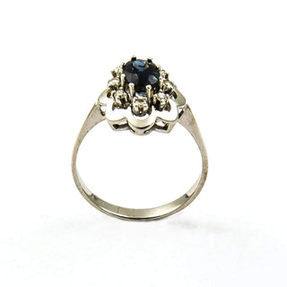 Saphirring aus 585 Weißgold mit Diamant, nachhaltiger second hand Schmuck perfekt aufgearbeitet