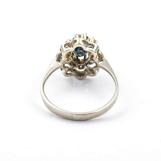 Saphirring aus 585 Weißgold mit Diamant, nachhaltiger second hand Schmuck perfekt aufgearbeitet