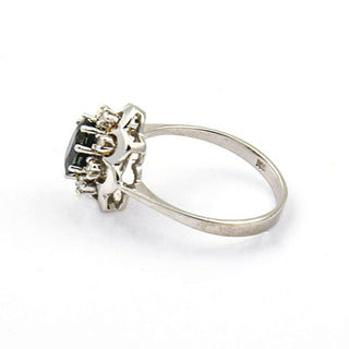 Saphirring aus 585 Weißgold mit Diamant, nachhaltiger second hand Schmuck perfekt aufgearbeitet